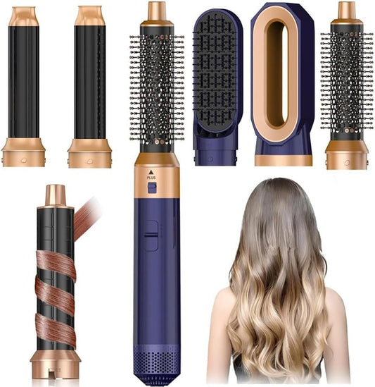 Hair Dryer Brush 5 in 1, Negative Ion Blow Dryer Brush Set -110,000 RPM High- Speed Hot Air Brush Air Styler Curling Wrap Air Curler, Curling Iron Hair Styling Tools for Straight Curl Drying Smoothing